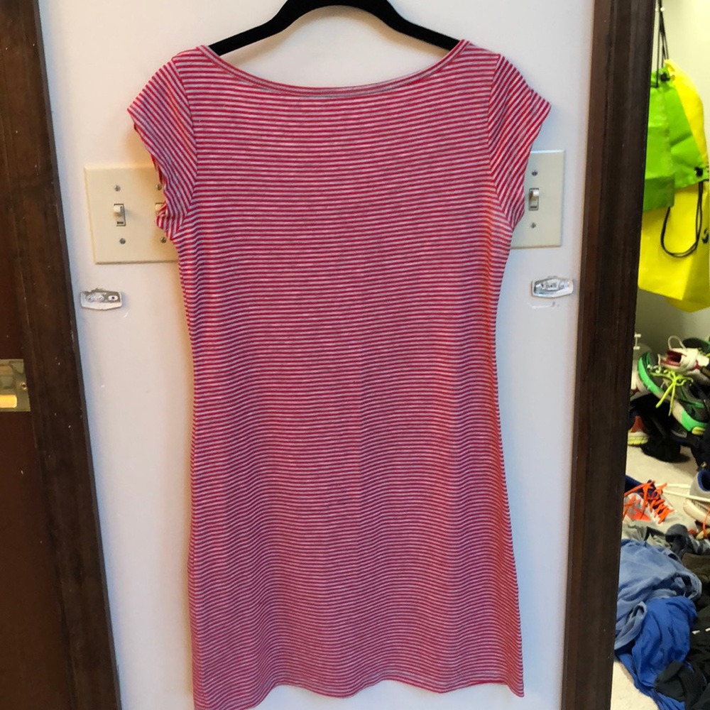 Worn once red and grey striped dress